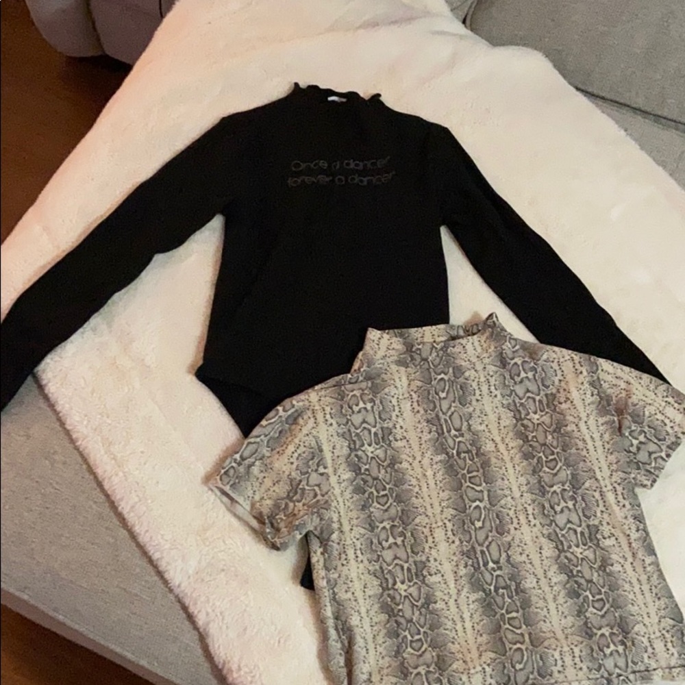 Zara short sleeve shirt and turtleneck bodysuit